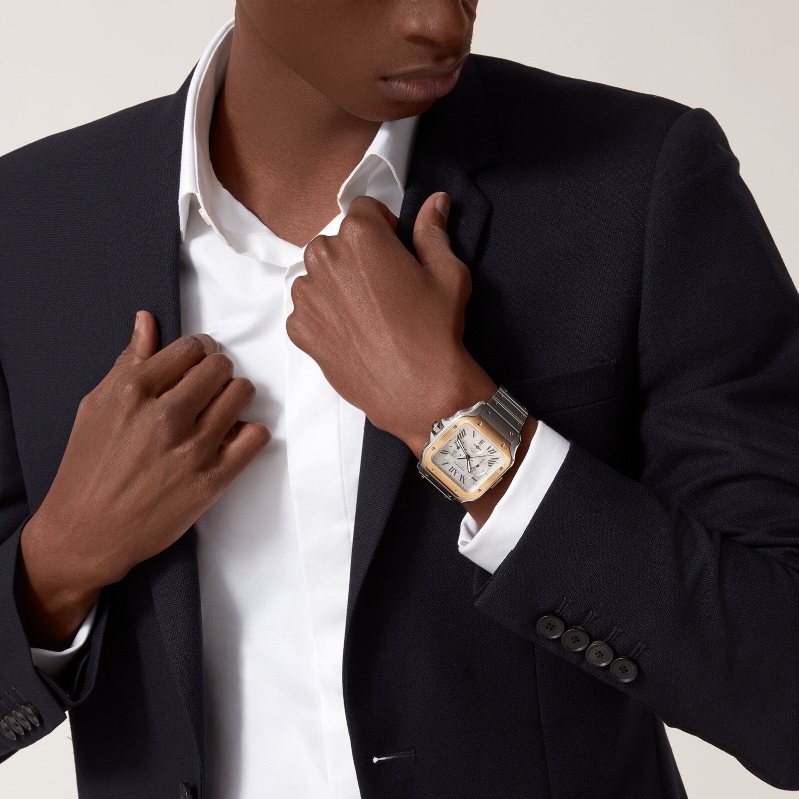 Santos de Cartier Chronograph | 43mm, Two-Tone Steel & 18K Yellow Gold, Silver Dial