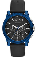 Armani Exchange Outerbanks AX1339 Men's Chronograph Watch – Black Dial with Black Silicone Strap