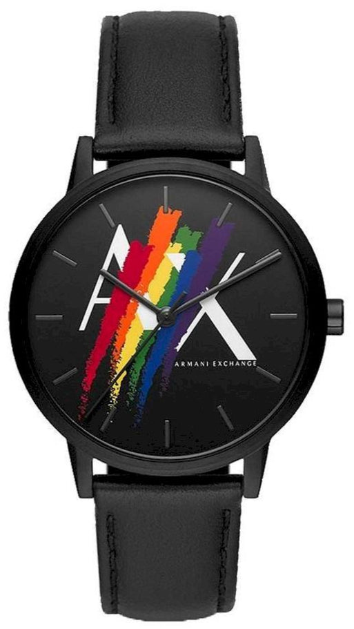 Armani Exchange Cayde AX7120 Men's Analog Watch – Black Dial with Black Leather Strap