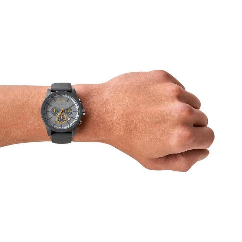 Armani Exchange Outerbanks AX7123 Men's Chronograph Watch – Grey Dial with Grey Silicone Strap