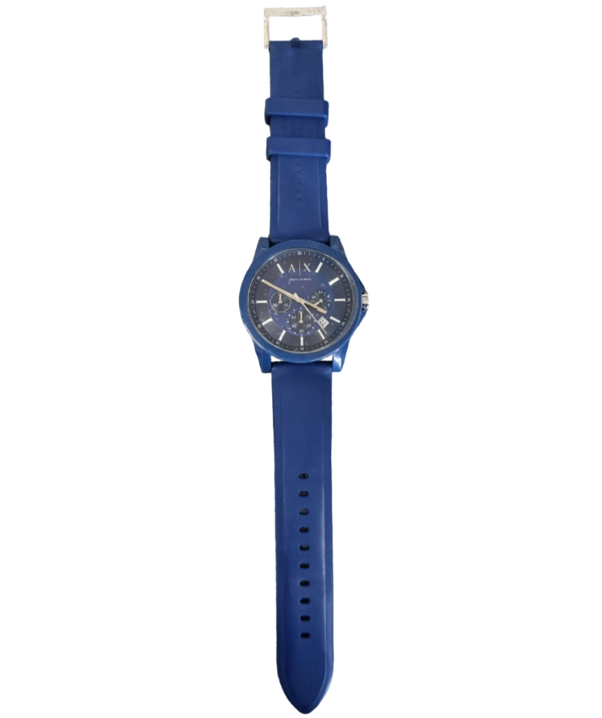 Men's Armani Exchange Outerbanks Chronograph Watch AX1327 – Blue Dial with Blue Silicone Strap