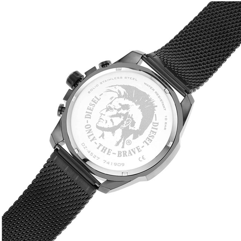 Diesel DZ4527 Mega Chief Chronograph Men's Watch – Black Dial & Black Mesh Strap