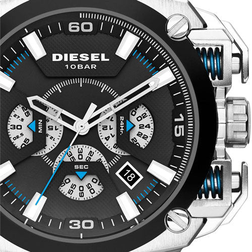 Diesel DZ7345 BAMF Chronograph Men's Watch – Black Dial & Black Leather Strap
