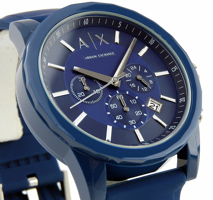 Men's Armani Exchange Outerbanks Chronograph Watch AX1327 – Blue Dial with Blue Silicone Strap