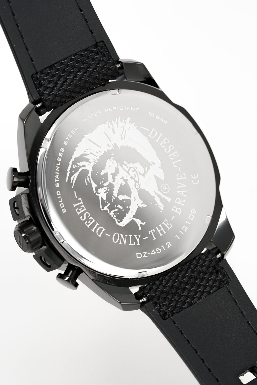 Diesel DZ4512 Mega Chief Chronograph Men's Watch – Silver Dial & Black Leather Strap